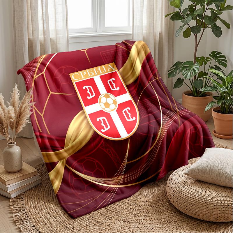 Serbien bedruckte Flanelldecke Hautfreundlich Warm Dekorativer Überwurf für Innen Couch Bett Tägliche Nutzung