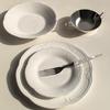 Attitude Life French Light Luxury Pure White Embossed Ceramic Dinnerware Set - Dessert & Western Food Plates.