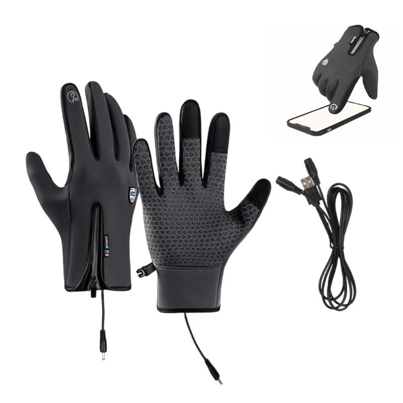 

Winter Sport Gloves - Waterproof Windproof Thermal Heated Rechargeable Anti-Slip Screen-Compatible for Skiing, Cycling, PowerBank Not Included