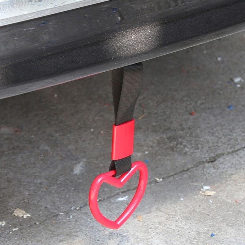 Car JDM Round Heart Pendant Handle Hand Strap  Rear Bumper Warning Hanging Oranament Car Train Bus Auto Decoration