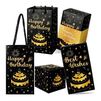 10 Piezas Cajas de Regalo Sorpresa Explosión Plegables Negro Oro Caja de Regalo Sorpresa Rebotante Caja Rebotante Regalo para el Día de San Valentín