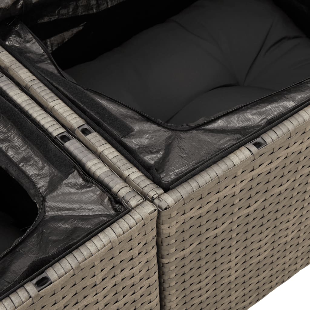 Vidaxl Garden Sofa With Cushions, 2-Seater, Grey, Poly Rattan