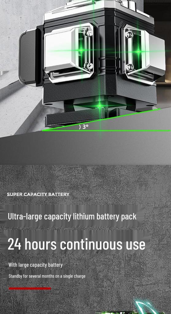 High-Precision Green Laser Level with 16 Lines for Wall and Floor Integration