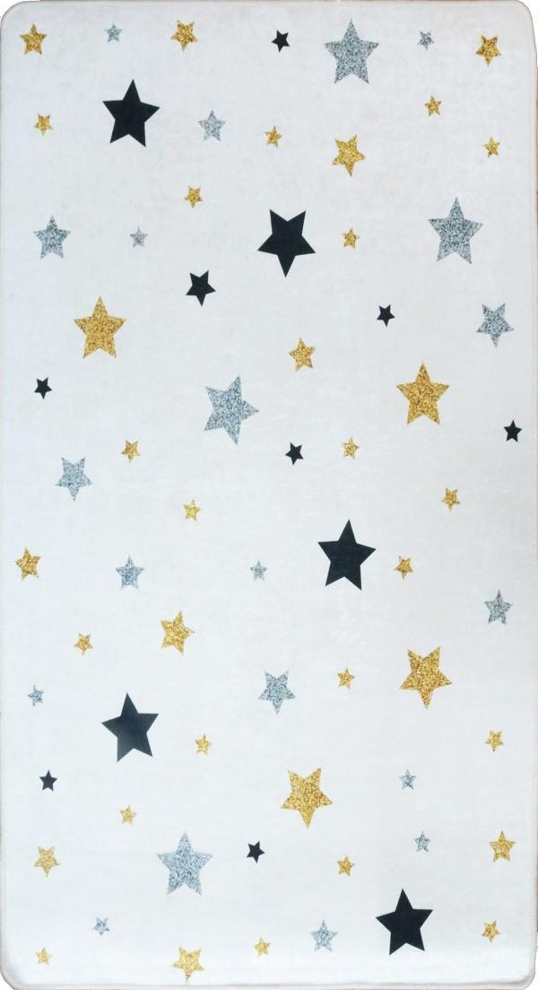Tapis chambre enfant 100x150 cm Polyester Etoile Ecru 100x150 cm écru