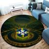 Brazil National Football Team Round Area Rug,Carpet Rug for Living Room Bedroom Sofa Playroom Decor,Non-slip Floor Mat