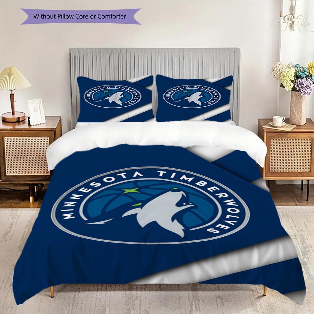 Minnesota Timberwolves Logo Three-piece set(1 * duvet cover + 2 * pillowcase, without core)Soft and comfortable Christmas birthday gift Bedding set