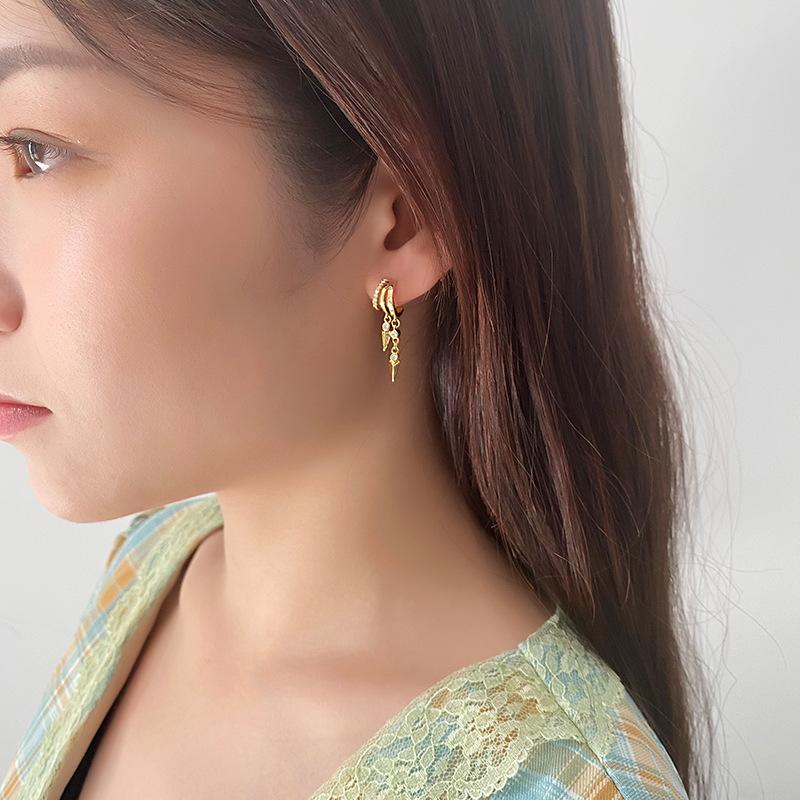 Hypoallergenic Ins 925 Sterling Silver Zircon Earrings Double Layer Claw Earrings Fashion Drop Earrings for Women