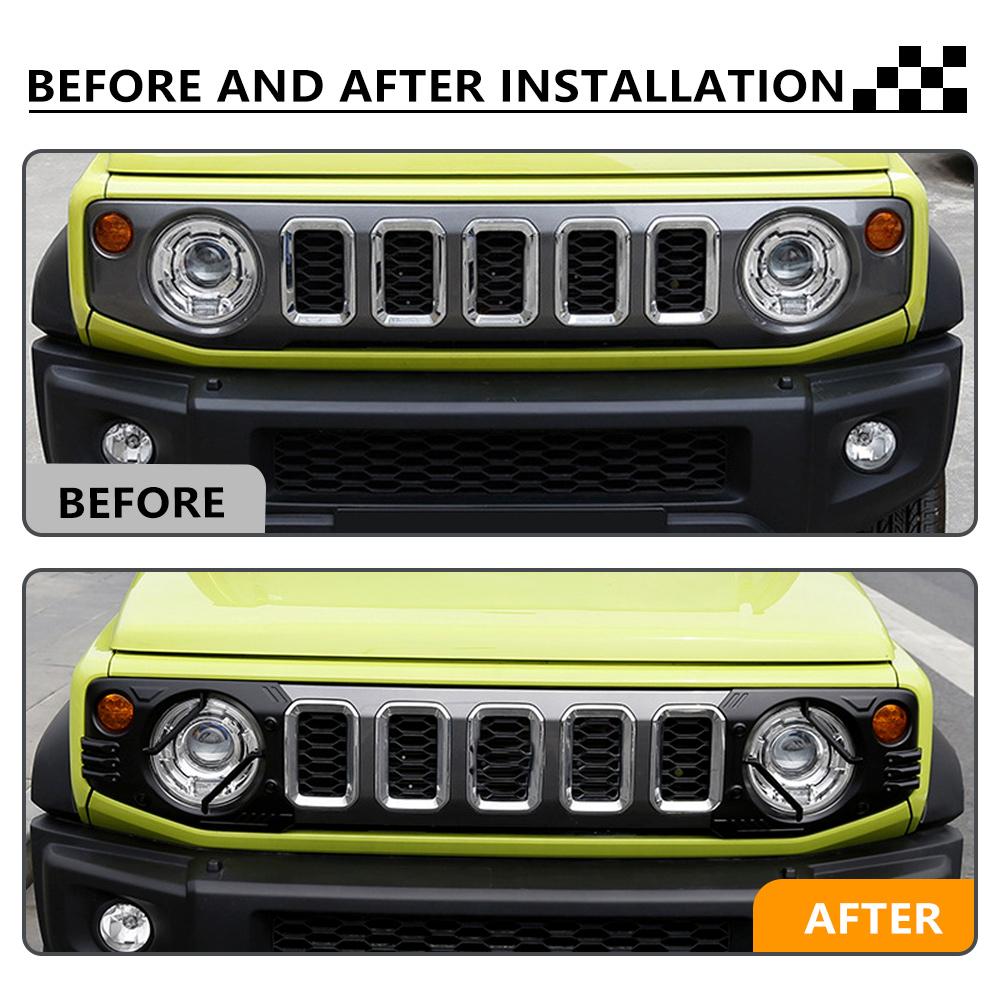 Headlight Trim Cover For Suzuki Jimny 2019 2020 2021-2026 Eye Lid Frame Exterior Decoration Car Accessories Carbon Fiber Look