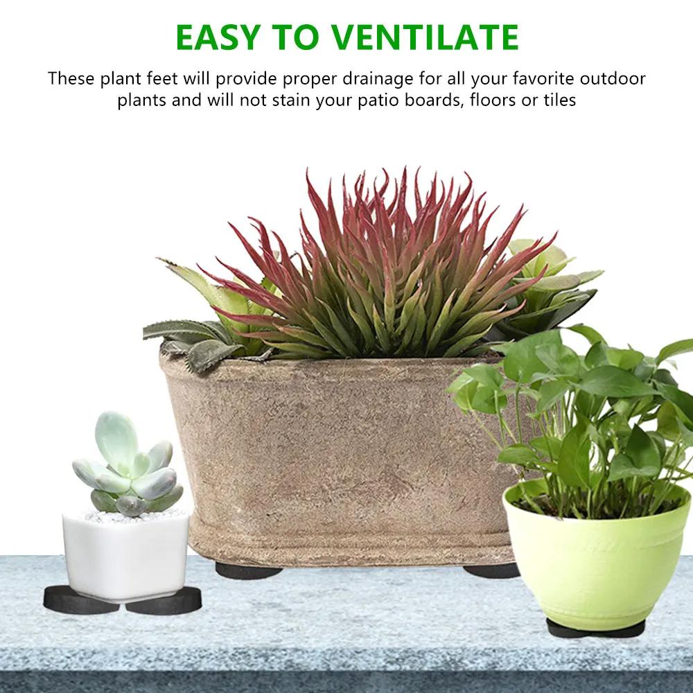 40Pcs Flower Plant Pot Feet Invisible Round Flowerpot Riser Stands Self-adhesive Black Non-slip Heavy Duty Flower Pot Pad