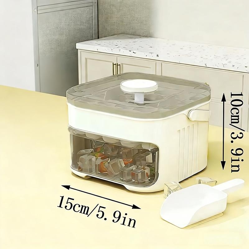 Compact Double Layer Ice Cube Tray With Lid And Bin, Pull-Out Ice Drawer With Portable Handle, Kitchen Accessories, Gadgets