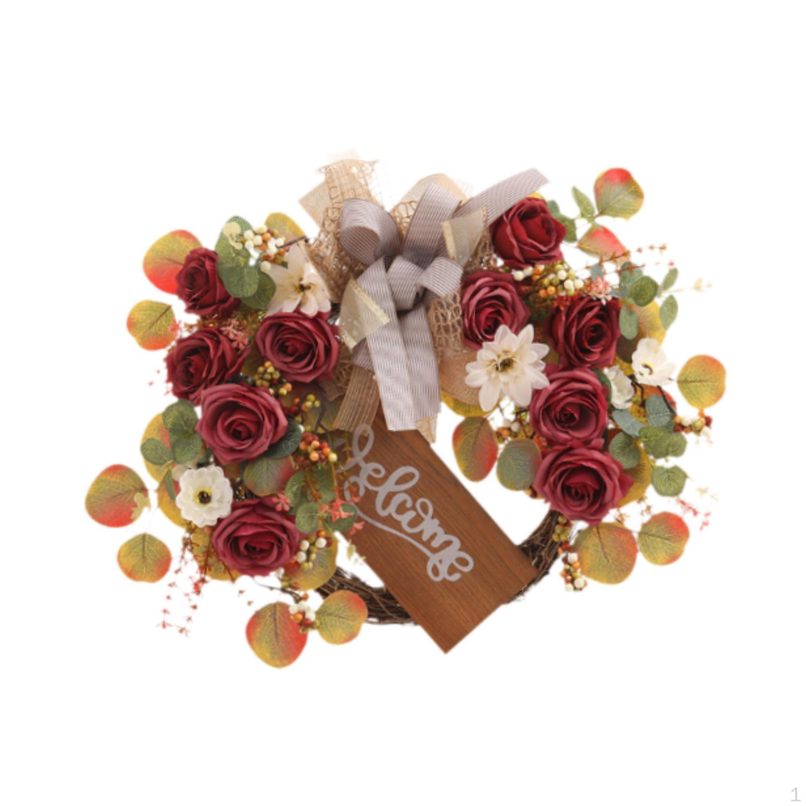 

Fall Wreath for Front Door 21.26 Rustic Artificial Rose Flower Floral Garland Wedding