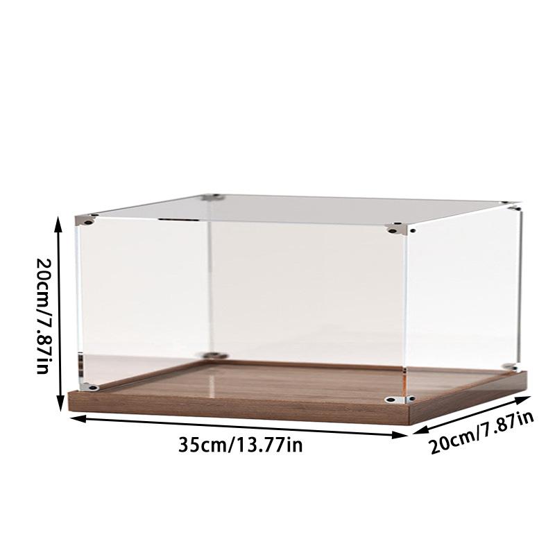 Wooden Bottom Storage Box Window Acrylic Toy Gundam Building Block Box Glue-Free Dust Cover