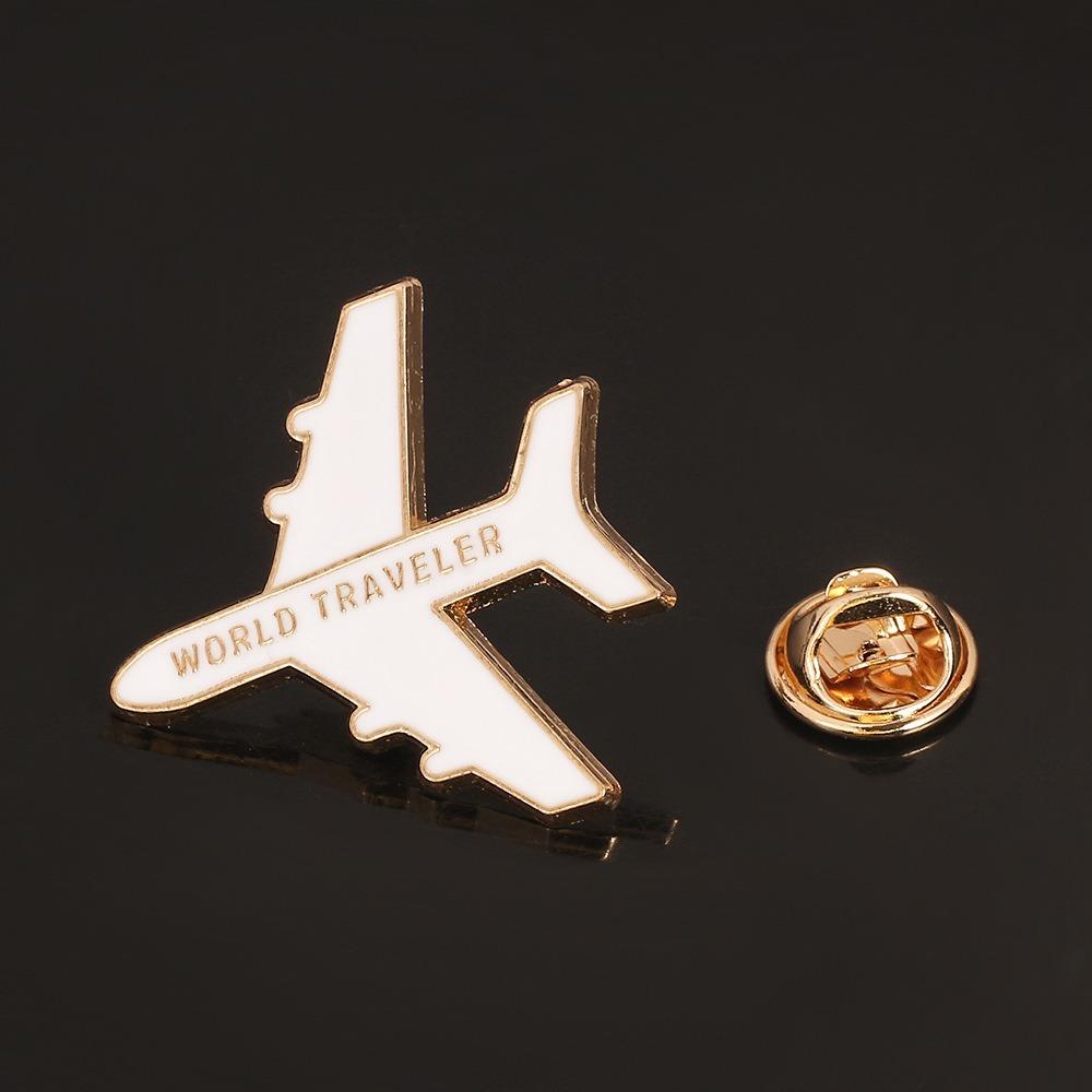 Creative Metal Enamel Badge Funny Letter Aircraft Brooch Cartoon Airplane Lapel Pin  Women Men