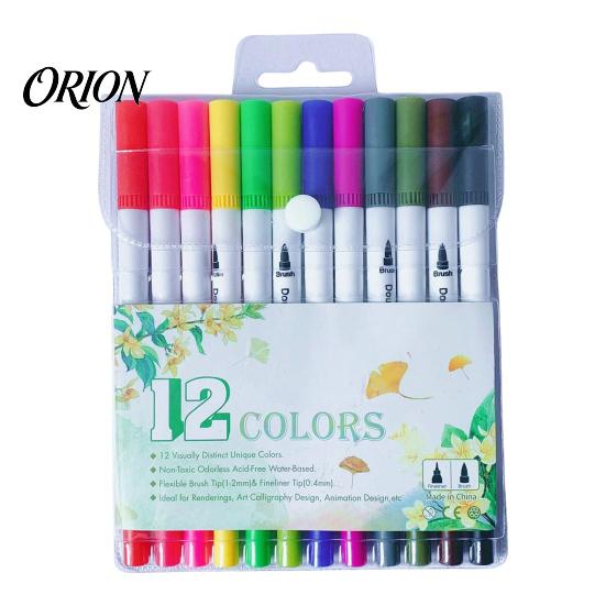Non-toxic Drawing Markers Set, with Brush And Fine Point Tips, Washable Parent-child DIY Supplies Water-soluble Ink Supplies, for Hand-Drawn Creation