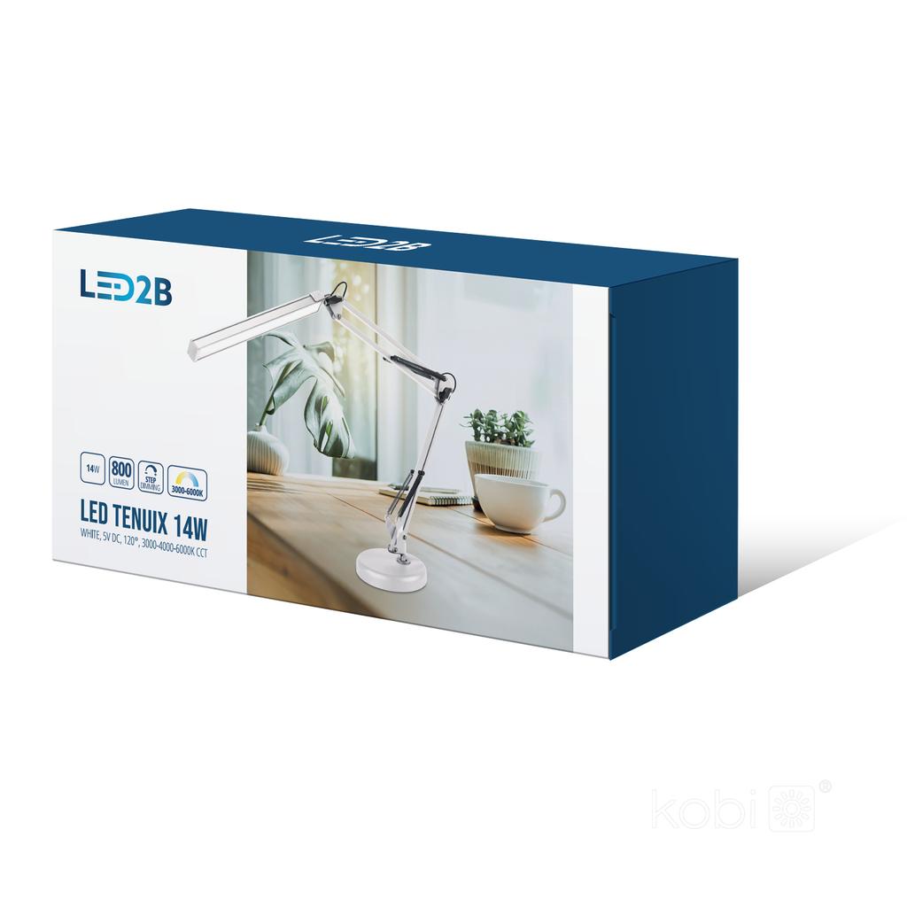 LED Desk Lamp 14W 3CCT White, USB, Brightness and Mounting Adjustment