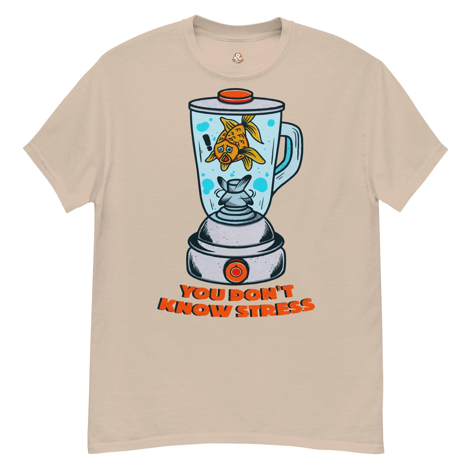

Live With Laughter Novelty Graphic T-Shirt - You Don t Know Stress (Sand Brown) 4XL