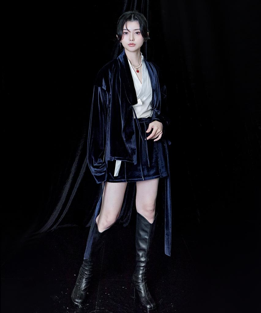 Tiemsseuli Deep Sea Velour Training Jacket And Skirt Set Navy