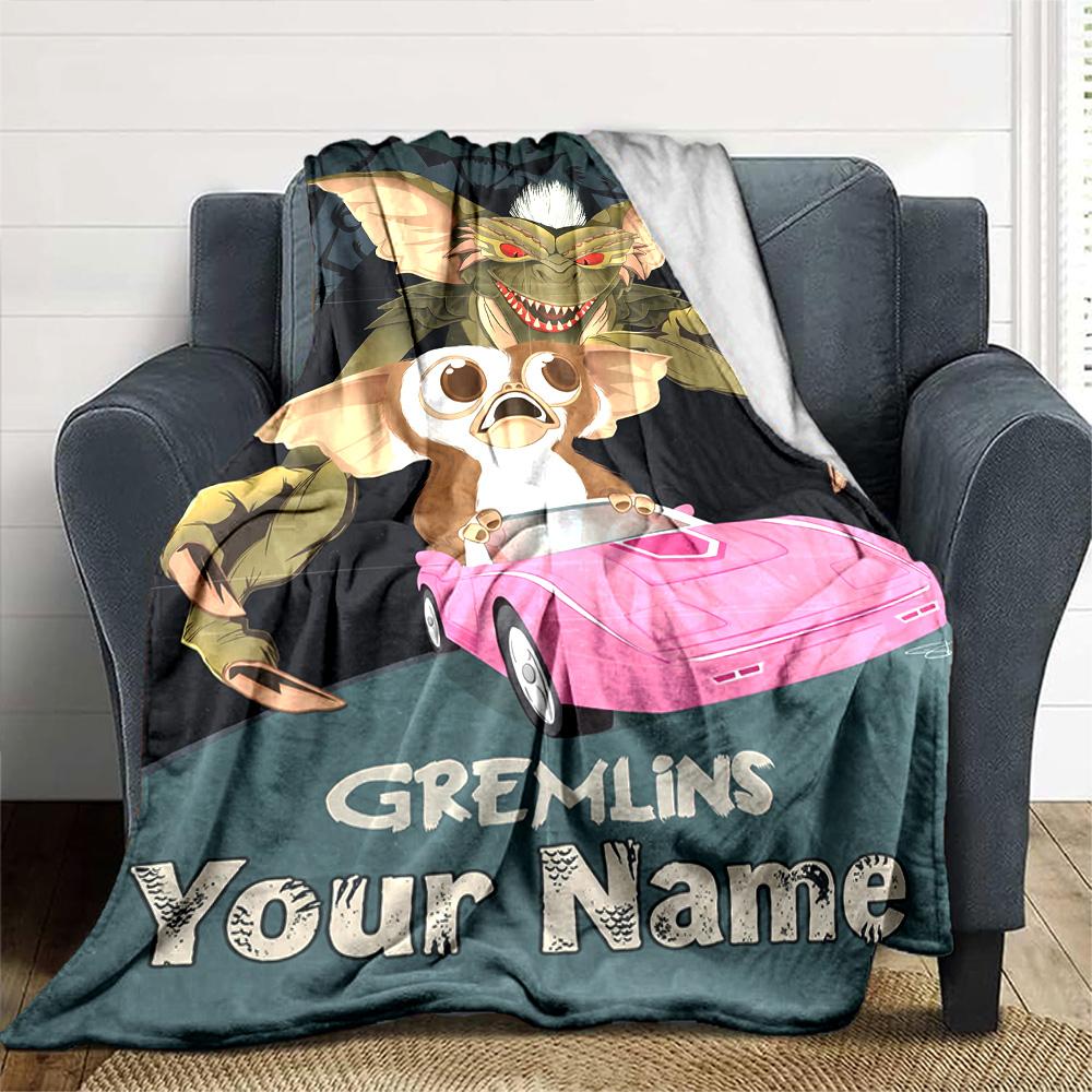 Gremlins Customize Your Name Blanket Multi-purpose Personalized Blanket Soft Warm Cozy Throw For Seaside Livingroom Bed Couch Four Seasons Universal