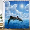 3D Printing Ocean Dolphin Bathroom Shower Curtain Sea Landscape Home Decoration Waterproof Polyester Curtain with Hook Curtain