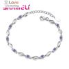 Neu Lila Weiß Zirkon Engagement Schmuck Für Frauen Weibliche 925 Sterling Silber Link Kette Armbänder Armreifen Anmutigen Design