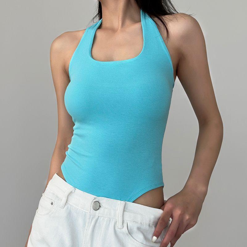 

Сексуальный облегающий низ, топ-халтер, джазовый цельный купальник на тонких бретелях Blue S