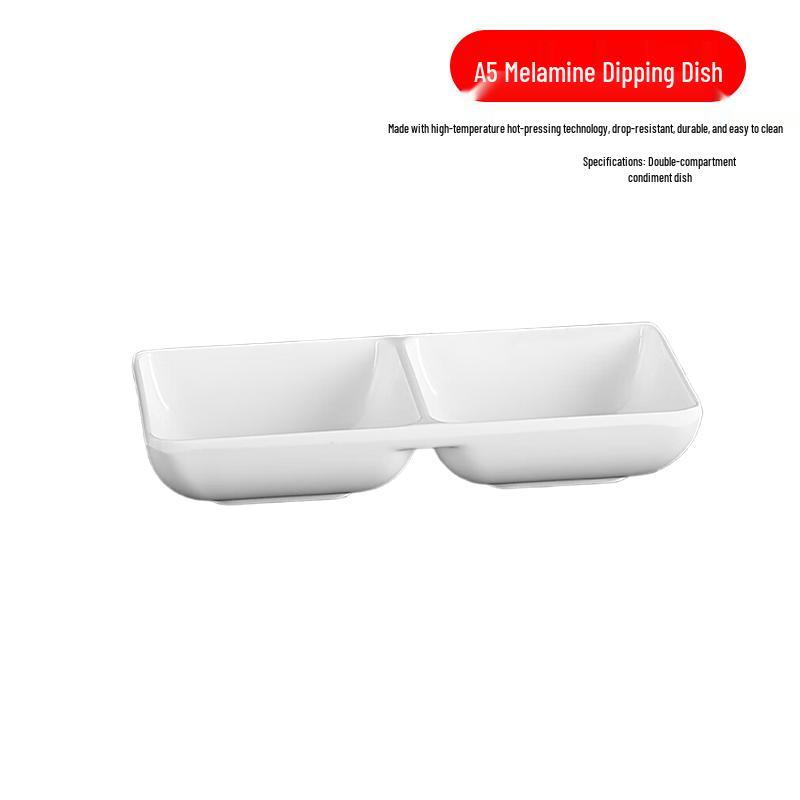 A5 Melamine Rectangular Double Grid Sauce Dish