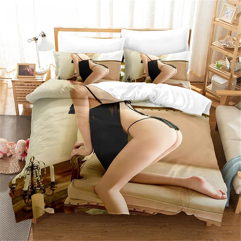 Model Girl Duvet Cover King Size Love Bedding Set Sexy Woman Comforter Cover Fashion Sexy Theme Bedding Decorative Boys Beauty