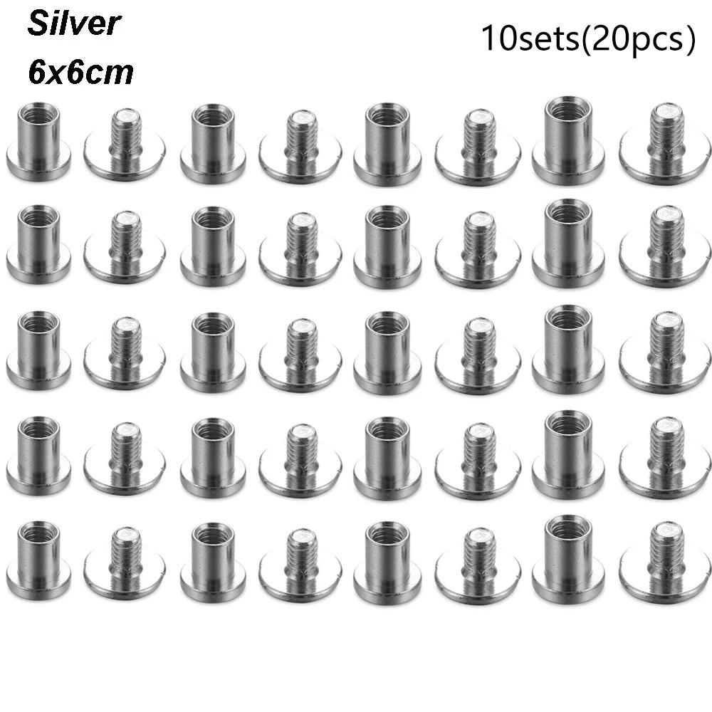 10sets Useful 10mm Solid Screw Nail Rivet Double Flat Head Belt/strap Rivets Luggage Leather Metal Craft High Quality