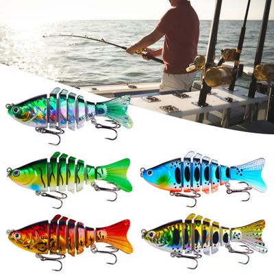 5 stk Flerleddede Swimbait Fiskeagn med Trippelkroker Realistisk Utseende Sterk Farge Gjenbrukbare Harde Agn Kunstige Agn