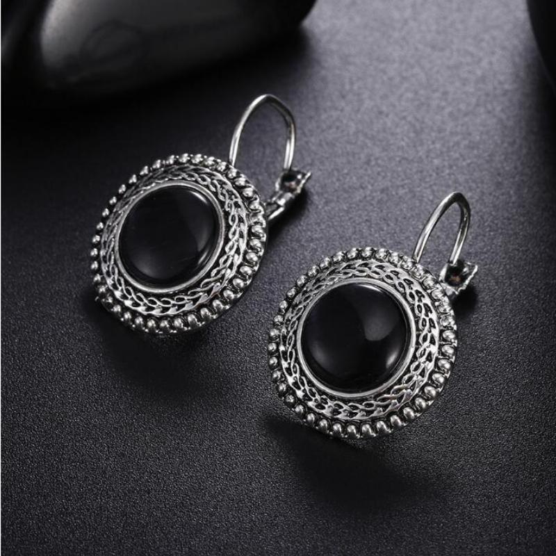 

1 пара больших сережек-капель в стиле бохо для женщин, винтажные висячие серьги чёрный
