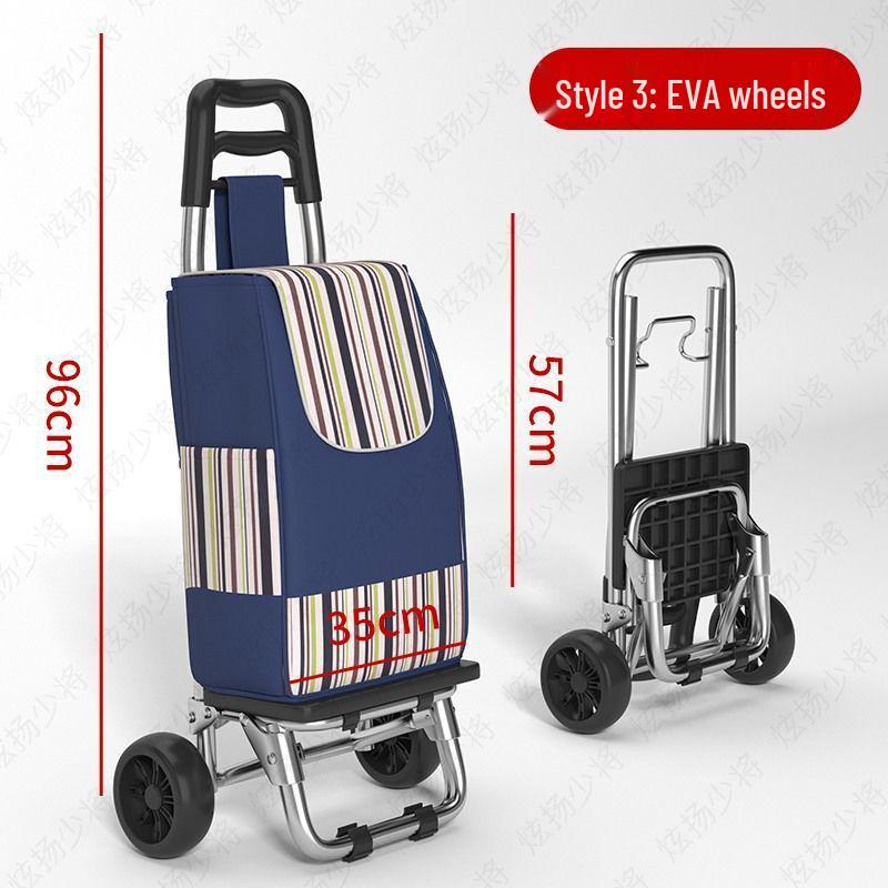 Lightweight Folding Shopping Cart: Portable Trolley for Groceries, Vegetables, and Household Items; Ideal for Elderly Use.