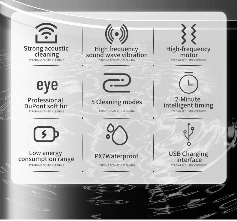 5-Speed Rotating Smart Electric Toothbrush with Soft Bristles and Waterproof Metal Shaft