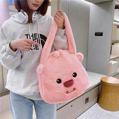 Cute Plush Messenger Bag Shoulder Bag Women's Pink Cute Little Beaver Doll Sweet Versatile Bag