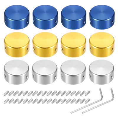 Uxcell 12pcs Boutons de Pédale de Guitare, Capuchons de Bouton de Pédale de Guitare en Métal, Couvercles Supérieurs de Pédale de Pied Pouce Multicolore pour Pédale d'Effet de Guitare et Boutons Argent 3/8",
