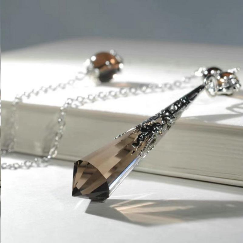 Natural Crystal Pendant with Smoky Quartz, Amethyst, Brown Quartz, Obsidian, Tiger's Eye, and White Crystal