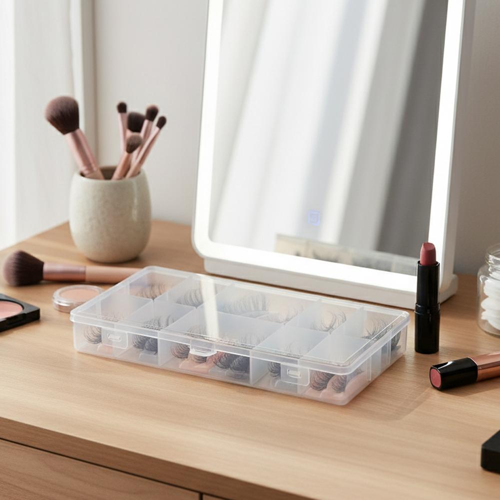 1PCS Transparent with Cover Rectangle Vertical Eyelash  Storage Box Holder Makeup Organizer