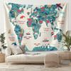 Cartoon World Animal Map Tapestry Wall Hanging Decorative Headboard Background Cloth for Bedroom Sofa