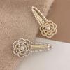 Korean Style Pearl Rhinestone Camellia Hair Clip Pearl Side Duck Beak Clip Women's Broken Bangs Clip Hair Accessories