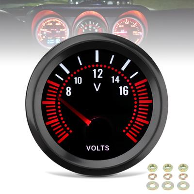 Universal 52mm 12V Car Voltage Gauge Meter Voltmeter 8 - 16V for Car / Boat / Truck / ATV, External Type Automotive Gauge