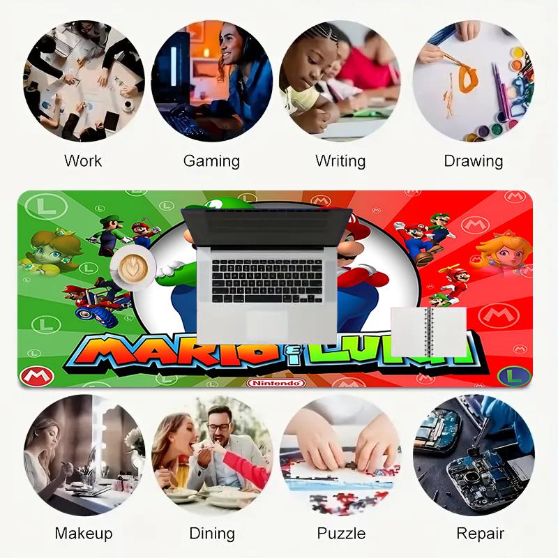 1Pc Super Mario Bros Adventure Gaming Mouse Pad Keyboard Desk Mat Non-slip Rubber Lock Edge Waterproof Computer Mousepad for Office Home Decor Y1565