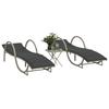2 Piece Sun Lounger Set with Table Light Grey Poly Rattan