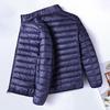 Quilted Cotton Jacket Men Solid Color Stand Collar Long Sleeve Coat with Zipper Placket and Pockets Casual Down Jacket