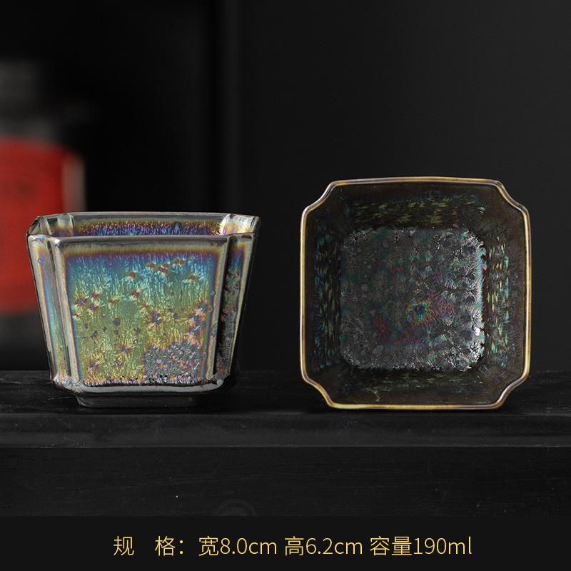 Colorful Kiln Mutated Shape Gilded Jian Zhan Cup Ceramic Kung Fu Tea Cup Tenmoku Glaze Single Cup Master Cup Tea Bowl Tasting Cu