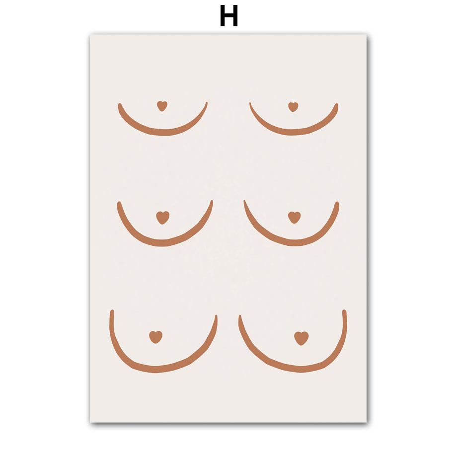 Boho Mountain Sun Line Girl Flower Leaves Wall Art Canvas Painting Minimalist Posters And  Prints Pictures For Living Room Decor