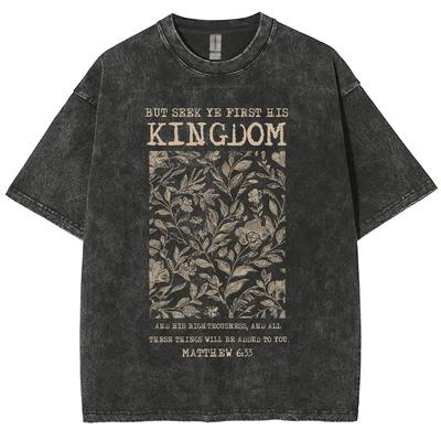 Hand Painted Pattern Print Summer Women's T-Shirt Washed Denim Fabric Selling Short Sleeve Oversized Crew Neck Top