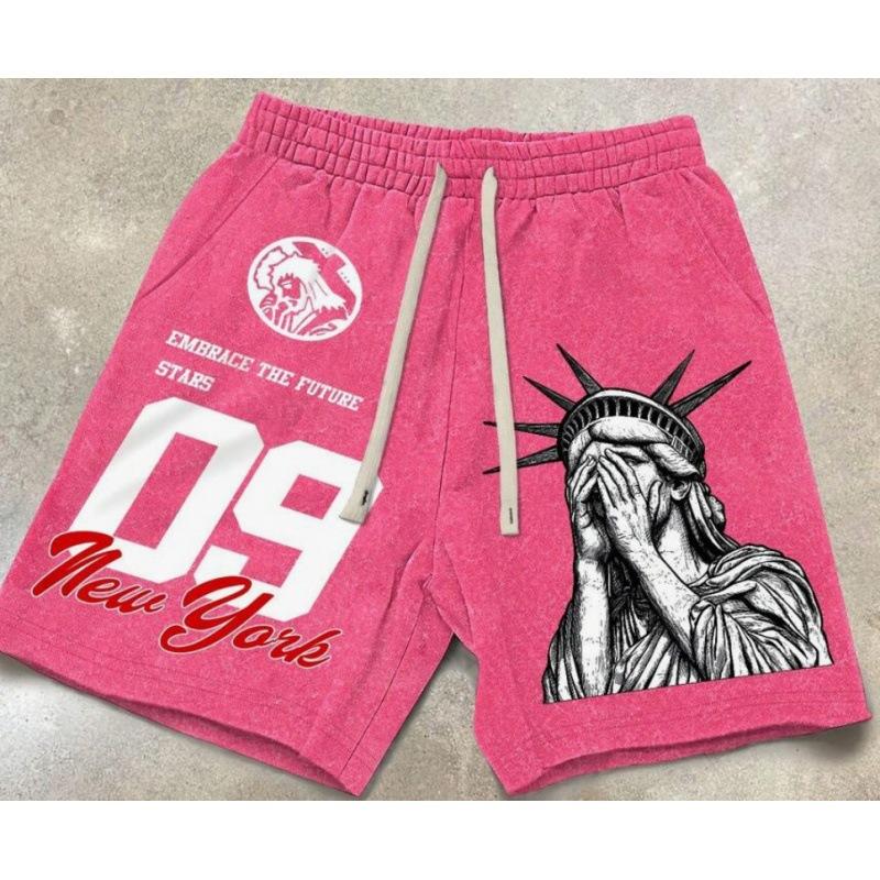Street Hip Hop Free Muse Printed Shorts American Casual Loose Sports Pants Men's and Women's Same Trend
