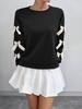 2025 Autumn Winter Women's Red Christmas Sweatshirt Sweet Style Round Neck Bowknot Pullover Top for Women