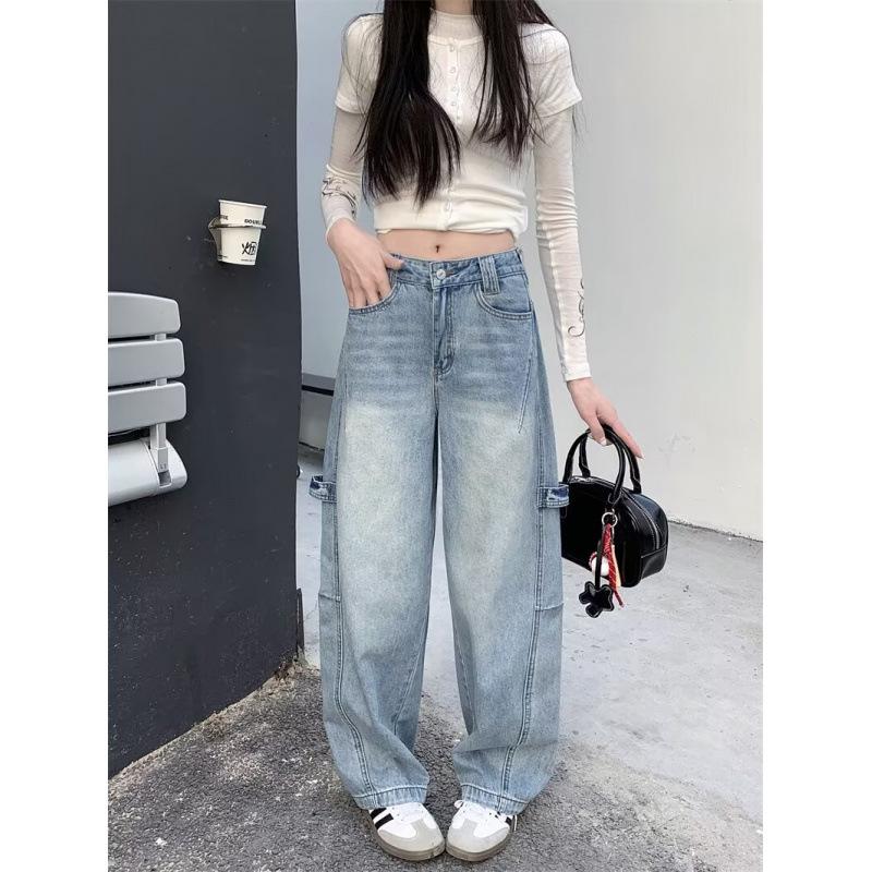 

JYL Women s Wide-Leg Jeans American Vintage Spring High-Waist Bootcut Denim Pants S бездна