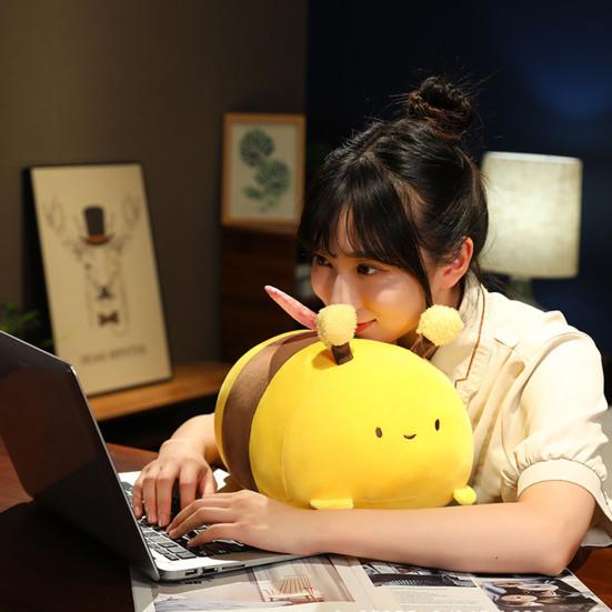 Bee Plush Pillow Soft Safe Stuffed Animal Toy Creative Design Versatile Girls Doll for Home Decor Nap Time