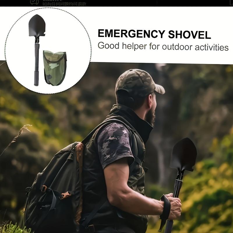 1 Stück 7-in-1-Überlebensschaufel aus Eisen zum Zusammenklappen mit Kompass, multifunktionales Outdoor-Camping- und Wanderwerkzeug, unverzichtbar am Tag der Arbeit, kein Feuerstein/Magnesiumstab